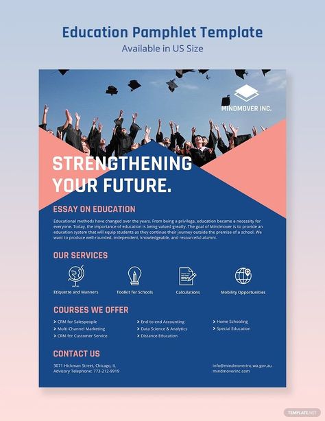 Education Pamphlet Template Pamphlet Ideas, School Pamphlet, Essay On Education, Pamphlet Template, Academic Advising, Records Management, Event Planning Template, Importance Of Education, Pamphlet Design