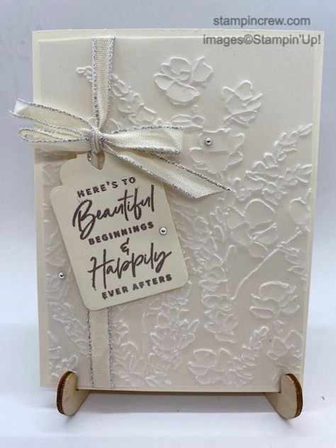 Something Fancy Wedding Card Stampin Up Wedding Cards 2023, Stampin Up Wedding Cards 2024, Hand Stamped Wedding Cards, Wedding Stampin Up Cards, Embossed Cards Wedding, Handmade Wedding Cards Elegant, Wedding Cards Su, Wedding Card Stampin Up Ideas, Stampin Up Wedding Invitations Ideas