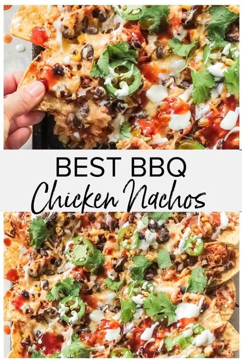 Bbq Chicken Nachos Recipe, Chicken Appetizer Recipes, Bbq Chicken Nachos, Bbq Sandwiches, Best Bbq Chicken, Chicken Nachos Recipe, Nachos Recipe Easy, Baked Bbq Chicken, Chicken Appetizers