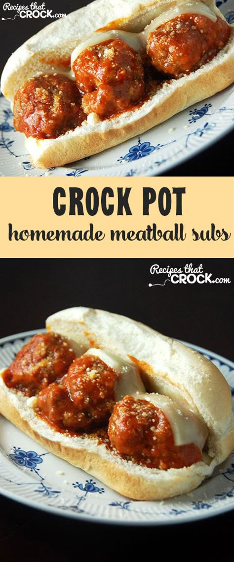 Crock Pot Homemade Meatball Subs: Easy to make and so delicious! Meatball Subs Easy, Homemade Meatball Subs, Homemade Meatballs Recipe, Crock Pot Meatballs, Meatball Subs, Homemade Meatballs, Crockpot Dishes, Crock Pot Slow Cooker, Crockpot Recipes Slow Cooker