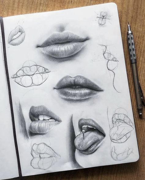 Lips Sketch, Lip Drawing, Mouth Drawing, 얼굴 그리기, Portraiture Drawing, Lips Drawing, Pencil Art Drawings, Art Drawings Sketches Creative, Lip Art