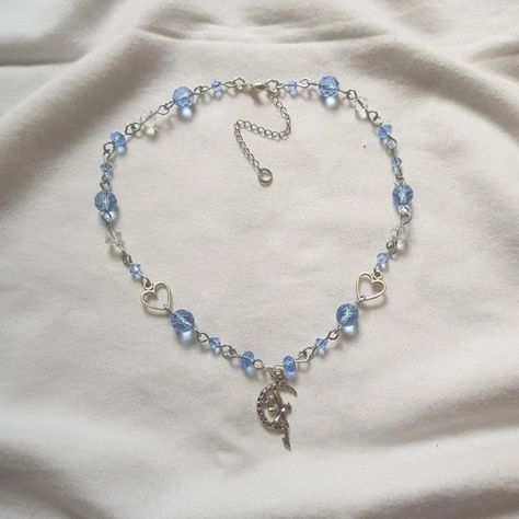 Rich Jewelry, Charm Choker Necklace, Y2k Necklace, Alternative Jewelry, Blue Beaded Necklace, Fairy Necklace, Blue Fairy, Jewelry Accessories Ideas, Homemade Jewelry