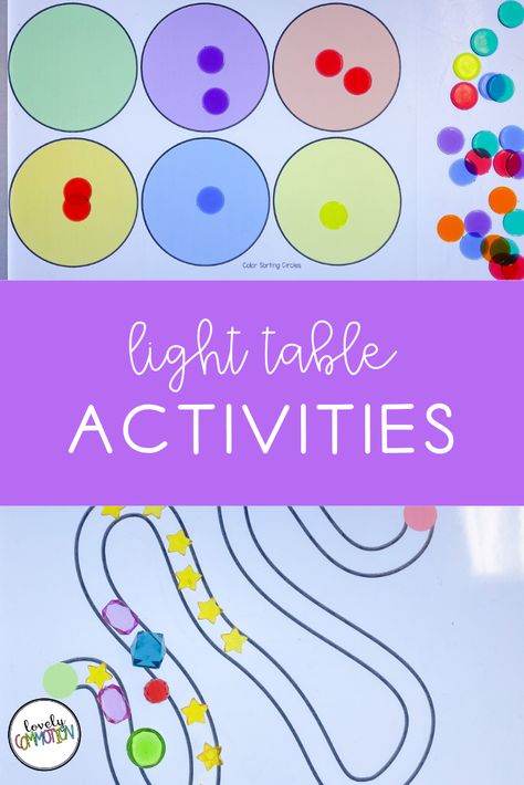 Light Table For Kids, Light Table Activities, Light Box Activities, Preschool Classroom Organization, Play Based Classroom, Table Activities, Preschool Centers, Preschool Resources, Light Activities