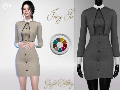 The Sims Resource - Jung Su Sims 4 Cc Maxis Match The Sims Resource, Sims 4 Old Money Clothes, Sims 4 Shirts Female, Sims 4 Old Money Cc Clothes, Sims 4 Cc Old Money Clothes, Long Dress Korea, Feminine Closet, Sims 4 Clothes Cc, Sims Dresses