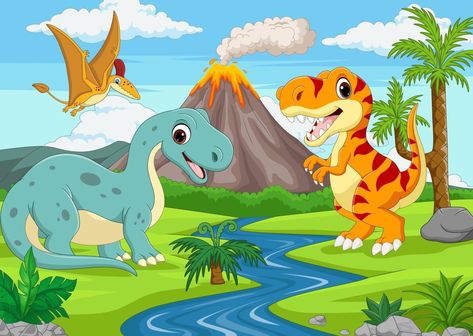 Dragon Poses, 동화 삽화, Dinosaur Pictures, Dinosaur Illustration, Lion King Art, Cartoon Dragon, Dinosaur Funny, Theme Background, Dinosaur Theme