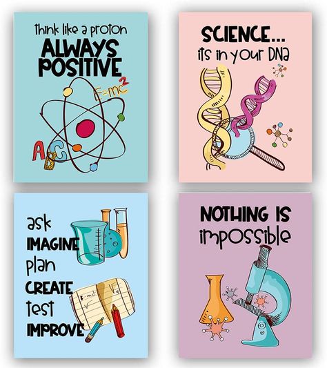 Board Decor For School, Chemistry Room Decor Classroom Ideas, Paintings For Classroom Decor, Pictures For Study Wall, Science Wall Decoration Ideas, Biology Classroom Decorations Ideas, Science Lab Decorations Creative, Class Decor Ideas High Schools, High School Decorations Ideas