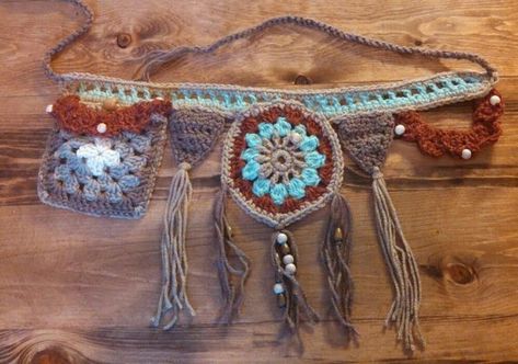 Belt Crochet, Utility Belts, Crochet Pocket, Crochet Belt, Festival Belt, Crochet Festival, Mode Hippie, Utility Belt, Freeform Crochet