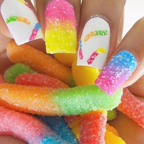 40+ Fabulous Gradient Nail Art Designs | Cuded Food Nail Art, Nailart Tutorial, Gradient Nail Art, Ombre Nail Art Designs, Food Nails, Crazy Nail Art, Ombre Nail, Colorful Nail Art, Colorful Nail