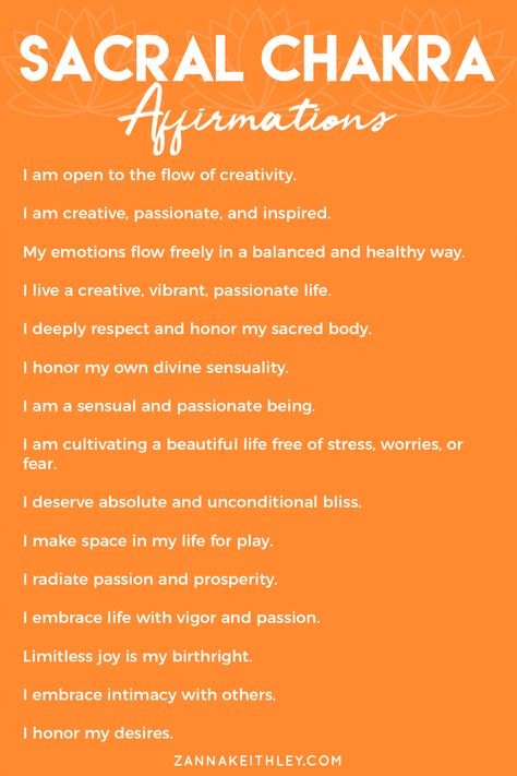 Sacral Chakra Affirmation, Affirmations Journal, Sacral Chakra Healing, The Sacral Chakra, Chakra Health, Chakra Affirmations, Healing Affirmations, Chakra Yoga, Morning Affirmations