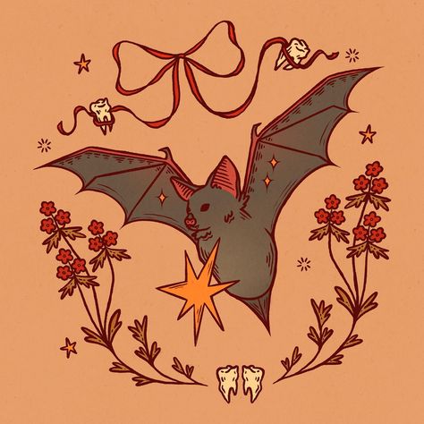 It’s freakin bats ✨🦇🦷🩸🎀 @drawtober . . . #bats #batart #vampire #vampireart #halloweenart #autumnart #fallart #teethart #drawtober #drawtober2024 Vampire Illustration Art, Cute Bat Drawing, Bat Doodle, Bats Illustration, Bat Artwork, Bat Drawing, Bat Illustration, Lil Doodles, Cute Bats