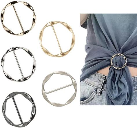 Amazon.com: 5PCS Silk Scarf Ring Clip T-shirt Tie Clips for Women Fashion Metal Round Circle Clip Buckle Clothing Ring Wrap Holder with 1 Storage Bag : Clothing, Shoes & Jewelry Bra Strap Clip, Buckle Clothing, Silver Bra, Ring Wrap, Buckle Outfits, Ring Clip, Buckle Ring, Scarf Rings, Boho Scarfs