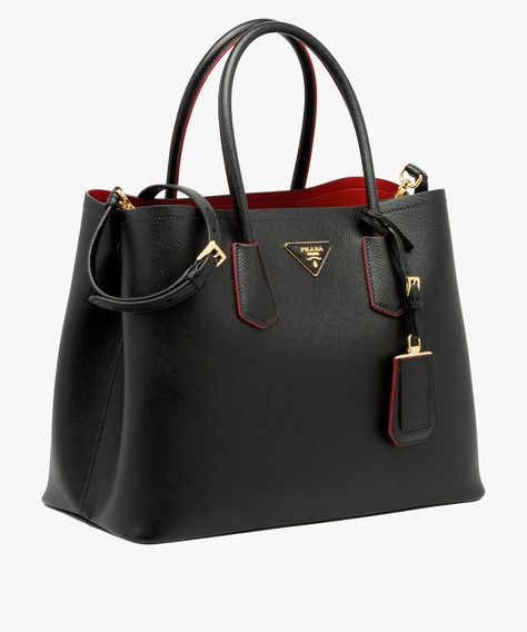 Prada Double Bag, Prada Tote Bag, Bag Prada, Large Handbags, Prada Handbags, Gucci Handbags, Luggage Tag, Leather Satchel, Prada Bag