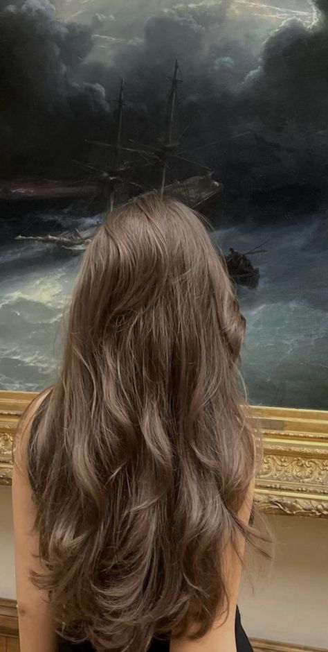 Hairspo Brown, Long Thick Healthy Brown Hair, Hair Inspo Dark Blonde, September Hair Color Ideas Brunette, Muddy Brown Hair, Long Blonde Hair Highlights, Wavy Layers Medium, Ash Brown Hair Aesthetic, Messy Curls Long Hair