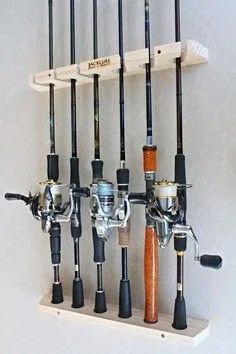 Fishing Pole Storage, Diy Fishing Rod, Bass Fishing Shirts, Fishing Storage, Fishing Rod Rack, Fishing Rod Storage, Rod Holders, Rod Rack, Fishing Diy