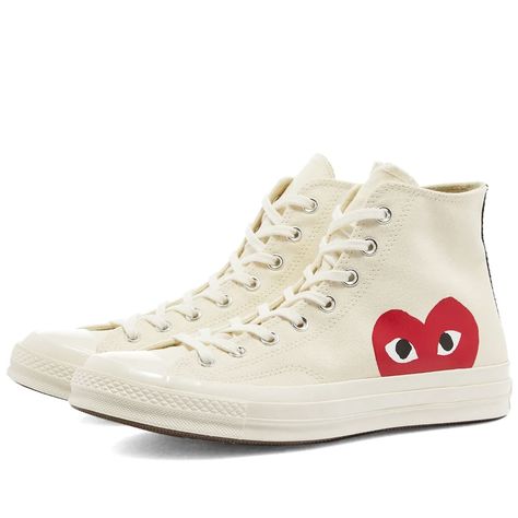 Black Converse Low, Beige Converse, Comme Des Garcons Play Converse, Converse Play, Play X Converse, Converse Comme Des Garcons, Play Converse, Garcons Converse, Men's High Top Sneakers