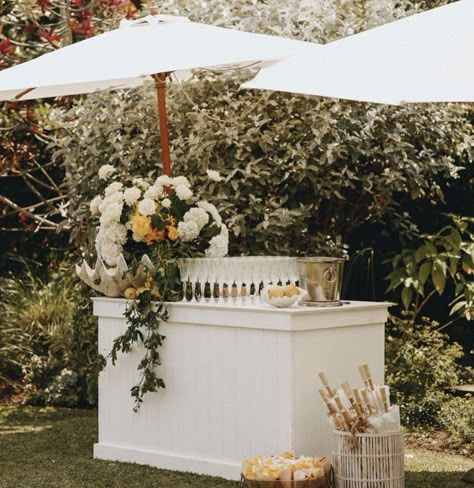 Cocktail Hour Decor, Wedding Ambiance, Citrus Wedding, Backyard Reception, Cocktail Hour Wedding, Wedding Needs, Champagne Bar, Umbrella Wedding, Garden Party Wedding