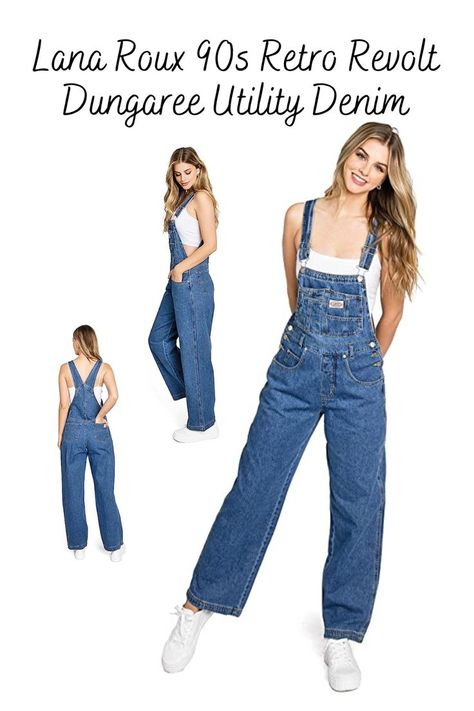 Classic bib-and-brace overalls with a 90s workwear inspired silhouette. Adjustable, thick racerback straps connect to a functional, multi-pocket bib with a Lana Roux logo patch. High cut, rigid waist with button closures on both sides. Relaxed straight-leg fit, with a 5-pocket construction. Bib And Brace Overalls, 90s Workwear, Jumpsuit Overalls, 90s Retro, Dungarees, High Cut, Patch Logo, Shoes Jewelry, Work Wear