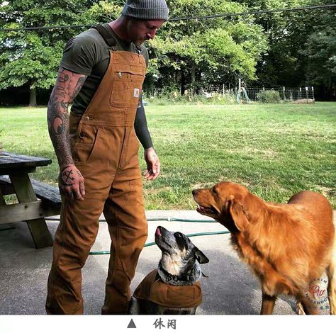 Men’s Camping Fashion, Construction Wear Mens, Construction Attire Men, Mens Fashion Lumberjack Casual, Carhartt Mens Overalls Outfit, Contractor Outfit Men, Outdoorsmen Style Summer, Mens Adventure Style, Farm Clothes Men