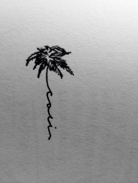 California palm tree tattoo Moon And Palm Tree Tattoo, Cali Inspired Tattoos, Palm Tree With Initials Tattoo, California Style Tattoo, Tattoos For California, California Tatoos Ideas, Ca Tattoo California, Tiny California Tattoo, California Minimalist Tattoo