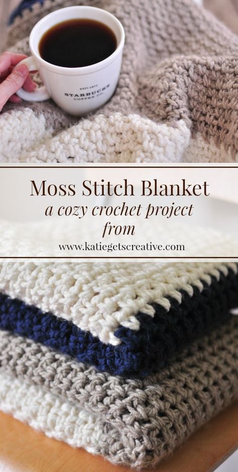 Moss Stitch Blanket, Crochet Patterns Blanket, Sewing Blankets, Stitch Blanket, Chunky Crochet Blanket, Crochet For Beginners Blanket, Crochet Blanket Afghan, Creative Crochet, Crochet Throw Blanket