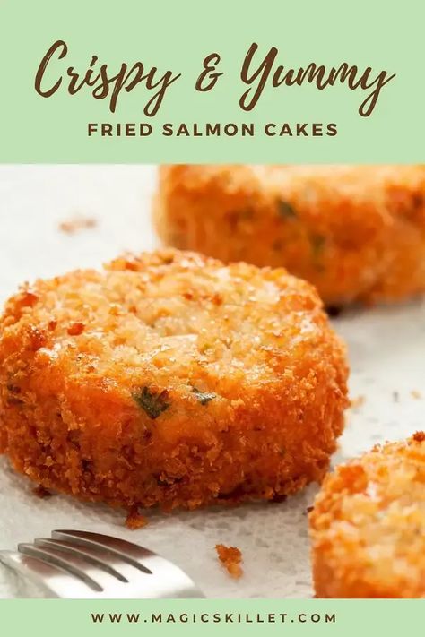 Fried salmon cakes.Very easy and delicious fish cakes cooked in a pan. #recipes #food #dinner #salmon #cakes #crispy #yummy Cajun Salmon Cakes, Fried Fish Cakes, Salmon Fish Cakes Recipe, Salmon Fritters Recipes, Deep Fried Salmon, Salmon Cakes With Fresh Salmon, Fish Cakes, Salmon Cakes With Canned Salmon, Pressure Cooker Beef Stroganoff