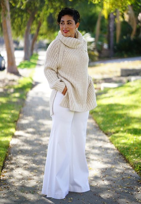 DIY WIDE LEG TROUSERS AND OVERSIZED SWEATER | Mimi G Style Online Sewing Classes, Mimi G Style, Diy Pants, Oversized Sweater Outfit, Mimi G, Sewing Class, Real Style, Teacher Outfits, Palazzo Pants