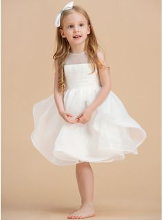 Ball Gown Knee-length Flower Girl Dress - Satin Sleeveless Scoop Neck With Bow(s) (010092080) - JJ's House Flower Girl Dresses White, Flower Girl Dresses Knee Length, Organza Flower Girl Dress, Summer Ball, Dress Organza, Sleeveless Flower Girl Dresses, Dress For, Gown Princess, Princess Flower Girl Dresses