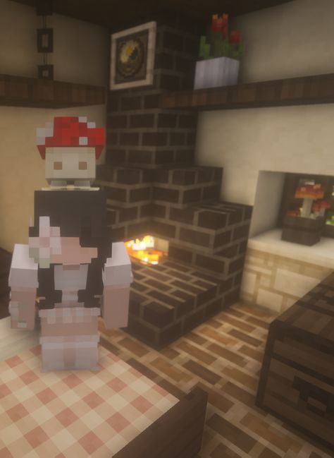 Corner Fireplace Minecraft, Cute Minecraft Fireplace, Minecraft Fireplace Ideas, Fireplace Minecraft, Minecraft Fireplace, Castle Blueprints, Minecraft Castle Blueprints, Minecraft Interior, Minecraft Interior Design