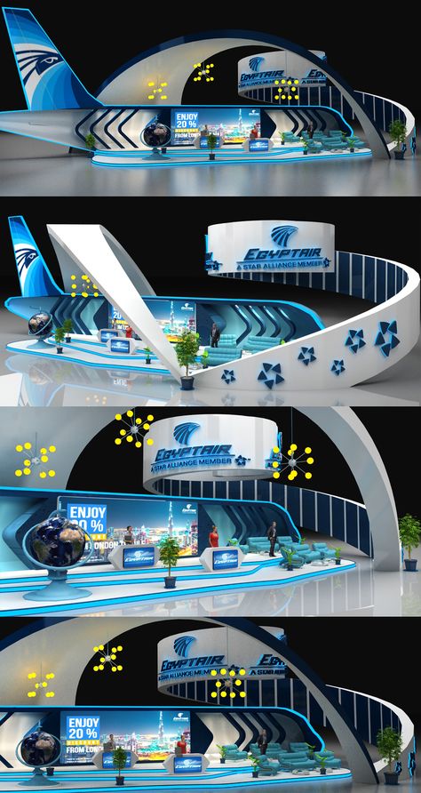 Egypt Air Booth on Behance Creative Booths, Expo Stand, Event Entrance, Tv Set Design, Exhibition Stall Design, Event Booth, Stage Set Design, Exhibition Stall, Kiosk Design