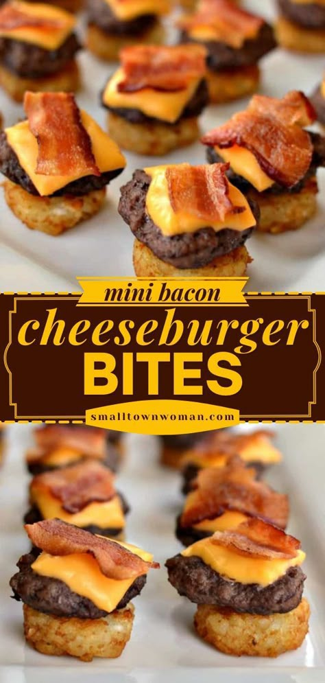 Bacon Cheeseburger Bites, Football Party Food Appetizers, Party Food For A Crowd, Cheeseburger Bites, Gluten Free Party Food, Winter Appetizers, Gluten Free Party, Mini Cheeseburger, Easy Super Bowl