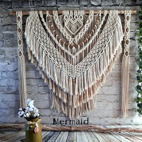 Macrame Wall Hanging for Your Home Decor Large Fiber Art | Etsy Macrame Wall Hanging Ideas, Art Macramé, Macrame Wall Hanging Tutorial, Macrame Wall Hanger, Makramee Diy, Yarn Wall Art, Macrame Knots Pattern, Diy Macrame Plant Hanger, Macrame Wall Hanging Patterns