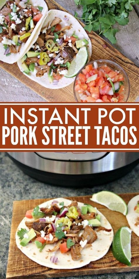 Crispy and Delicious Instant Pot Pork Tacos Pork Street Tacos, Instant Pot Air Fryer, Pork Tacos, Instant Pot Pork, Instant Pot Meals, Best Instant Pot Recipe, Street Tacos, Instant Pot Recipe, Paleo Lunch