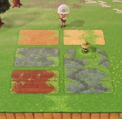 Spring Path Ideas in AC New Horizons - LadiesGamers Goblincore Animal Crossing, Path Ideas, Path Design, Goblin Core, Stone Path, Spring Is Here, Little Flowers, Rug Decor, Animal Crossing