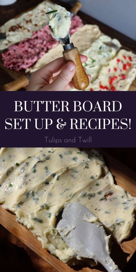 How To Make Butter Board, Board Butter Recipe, Challenge Butter Recipes, Diy Butter Board, Simple Butter Board Ideas, Butter Bread Board, Butter Board With Bacon, Garlic Butter Board Ideas, Best Butter Boards