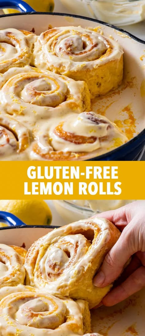 Meal Ideas For Parties, Fluffy Gluten Free Rolls, Gluten Free Sweet Rolls, Gluten Free Recipes Breakfast, Lemon Rolls, Lemon Cream Cheese Icing, Pinterest Mom, Gluten Free Meal Prep, Gluten Free Cinnamon