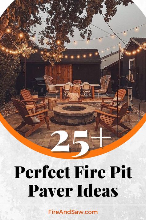 Outdoor Fire Pit Pavers, Pavers For Fire Pit Area, Fire Pit Size Guide, Fire Pit Pavers Design, Paver Patio Ideas With Fire Pit, Pavers Fire Pit Area, Paver Fire Pit Ideas, Paver Fire Pit Patio, Square Fire Pit Ideas Backyard