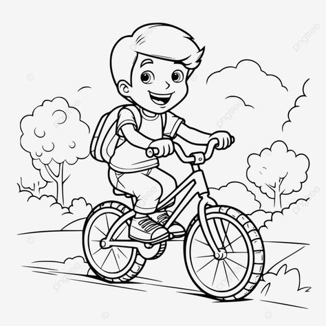 boy riding bicycle coloring page for kids vector kid riding bike coloring page boy riding bike col Bike Coloring Page, Map Elements, Primary Chorister, Riding Bicycle, Bike Drawing, Riding Bike, Kids Vector, Coloring Pages For Boys, Clipart Black And White