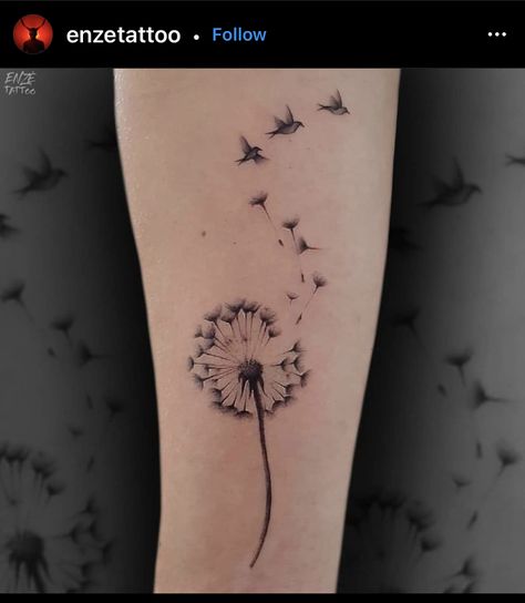 Dandelion And Bird Tattoo, Dandelion Breathe Tattoo, Dandelion Memorial Tattoo, Dandelion Tattoo Meaning For Women, Wishy Tattoo, Dandelion Butterfly Tattoo, Wish Flower Tattoo, Dandelion Tattoo Design For Women, Dandilines Flower Tattoo