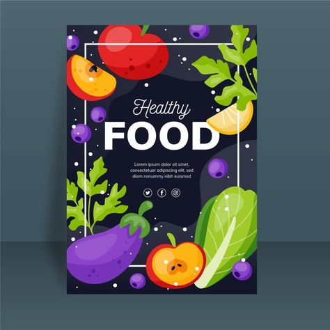 Healthy food poster template Free Vector | Free Vector #Freepik #freevector #poster Healthy Food Poster, Nutrition Poster, Healthy Food Logo, Pubmat Ideas, File Decoration, Poster Template Free, Well Pictures, Food Menu Template, Food Infographic