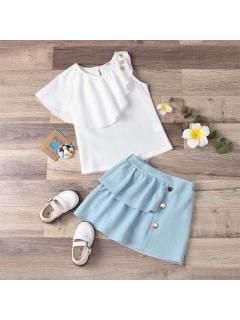 KidsLW | Fashion Online For Women | Affordable Women's Clothing | LovelyWholesale - LovelyWholesale.com Kids Dress Collection, Kids Wear Girls, Ruffle Trim Top, Kids Dress Wear