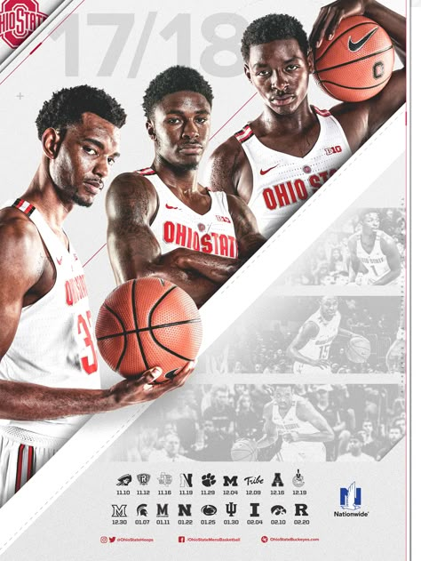 2017/18 Ohio State Basketball Schedule Poster on Behance Hud Graphics, Ohio State Buckeyes Basketball, Photoshop Sports, Schedule Poster, Sports Creative, Ohio State Basketball, Sports Ideas, Sports Design Ideas, Basketball Schedule