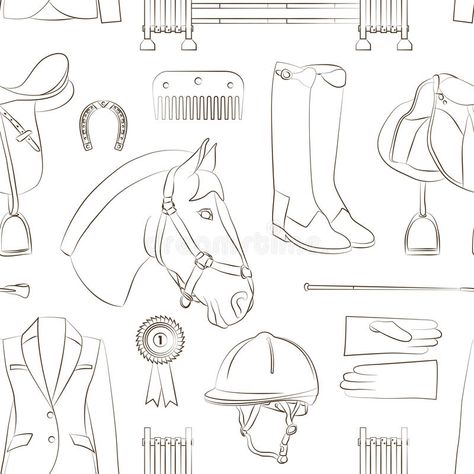 Horse riding pattern. Pattern of different quipment for horses. Equestrian objec #Sponsored , #Sponsored, #Sponsored, #riding, #Pattern, #Equestrian, #pattern Horse Blanket, Horses Equestrian, Elements Illustration, Technical Drawings, Horse Equipment, Farm Design, Design Painting, Art Theme, Vector Drawing