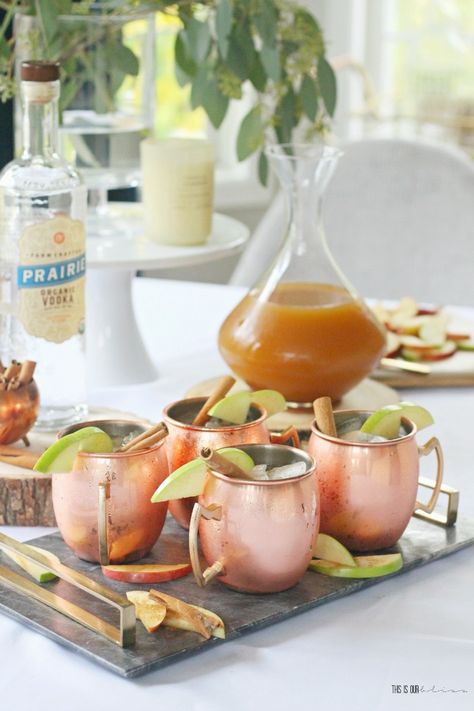 In search of the perfect Fall cocktail? Then this apple cider moscow mule with #PrairieOrganic Vodka is your answer! All the details for the cocktail of the season including the full Apple Cider Moscow Mule recipe available by clicking here! #AD #MakeMineOrganic #moscowmule #applecider #fallcocktailideas ||  The Perfect Fall Cocktail: Apple Cider Moscow Mule | This is our Bliss Cider Moscow Mule, Apple Cider Moscow Mule, Autumn Cocktail, Apple Autumn, Cider Cocktail, Moscow Mule Recipe, Apple Cocktail, Mule Recipe, Fall Cocktail