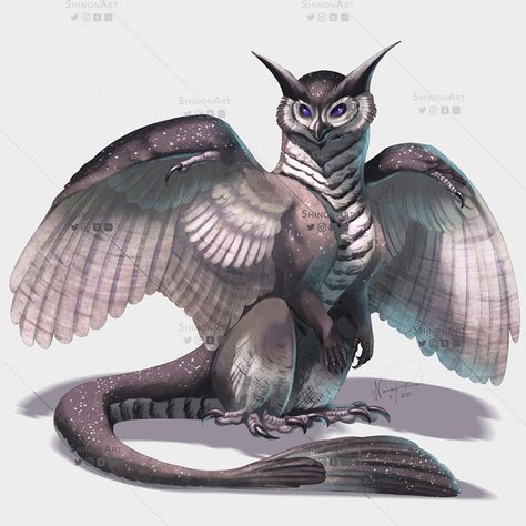 Twitter Owl Monster Art, Owl Monster, Sooty Owl, Owl Dragon, No Light Pollution, Owl Character, Angel Oc, Monster Ideas, Rpg Ideas