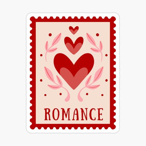 Get my art printed on awesome products. Support me at Redbubble #RBandME: https://www.redbubble.com/i/sticker/Romance-Postage-stamp-by-Gwendesigns/162217709.EJUG5?asc=u Romance Stickers, Decorate Notebook, Coloring Stickers, Cool Stickers, Postage Stamp, Eye Catching Colors, Graphic Design Inspiration, Postage Stamps, Sticker Design