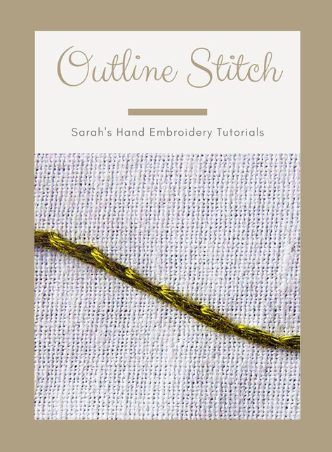 How to do Outline Stitch - Sarah's Hand Embroidery Tutorials Straight Stitch Embroidery, Embroidery Patterns Flowers, Outline Stitch, Simple Hand Embroidery, Loom Crochet, Embroidery Stitches Beginner, Cross Stitch Tutorial, Hand Stitches, Simple Hand Embroidery Patterns