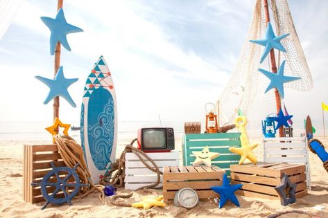 Beach Props, Ruangan Studio, Beach Themed Party, Summer Beach Party, Photography Backdrops, Background For Photography, Beach Themes, Beach Party, Summer Party