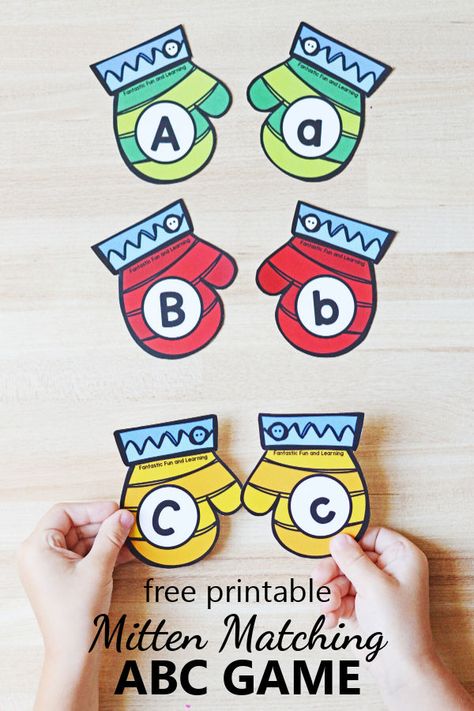 Use this quick prep free printable Mitten ABC Matching Game as part of your alphabet activities during a preschool or kindergarten winter theme. Winter Preschool Letter Activities, Abc Matching Game, Winter Matching Game Free Printable, Winter Language Activities For Toddlers, Mittens Theme Preschool Lesson Plans, Christmas Abc Activities, Winter Clothes Theme Preschool, Mitten Preschool Activities, Mitten Matching Printable