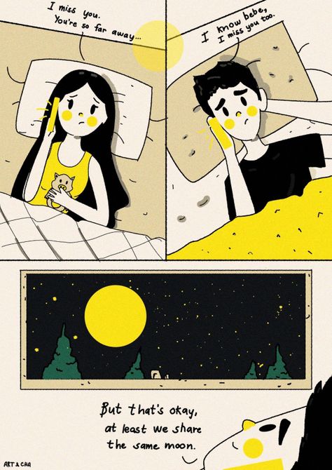 distances #artandcha #comics #illustration #digitalart #relationship Sundae Kids, Couple Comics, Relationship Comics, Cute Couple Comics, Cartoons Love, Boyfriend Humor, Cute Love Cartoons, Love Illustration, Inspirational Wallpapers