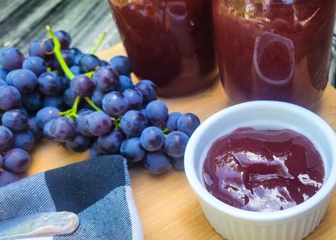 Fastest Homemade Grape Jelly Using Concord Grapes - The Hobby Wife Canning Jelly, Homemade Grape Jelly, Concord Grape Jelly, Concord Grapes, Grape Jam, Grape Jelly, Jelly Recipes, Grape Juice, Canning Recipes